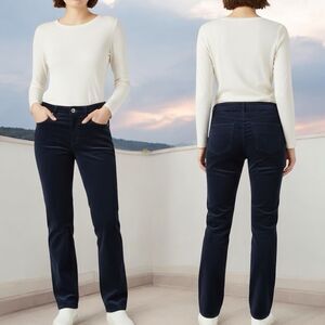 Talbots Womens Sz 8P Indigo Blue Corduroy Straight Full Leg High Waist Pants NWT